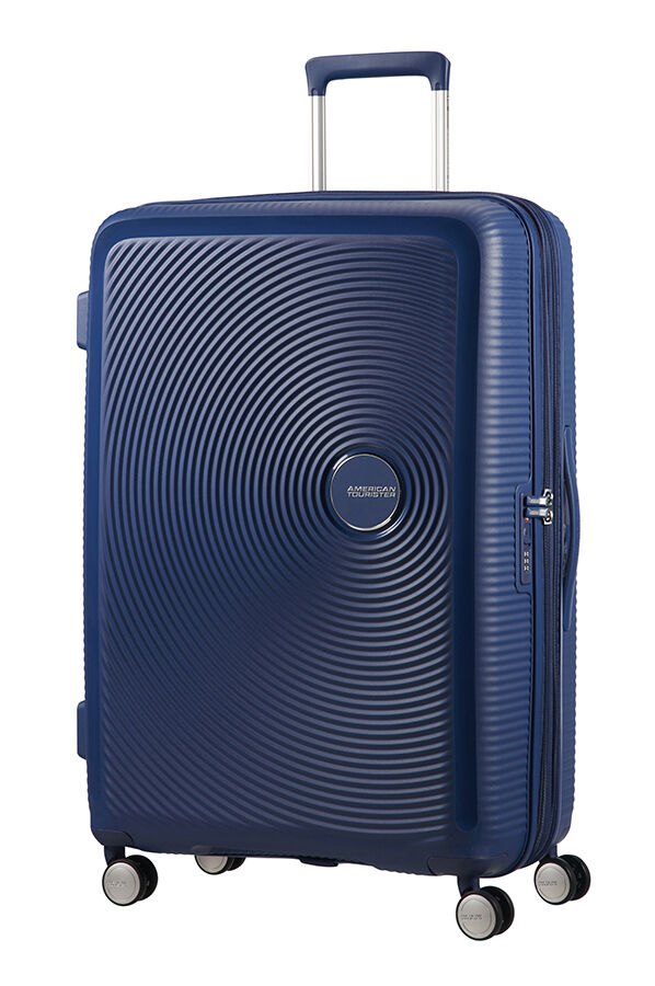 American Tourister Soundbox Spinner extensible 77cm Bleu marine fonc&eacute;